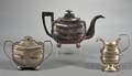 Assembled Threepiece Silver and Silverplate Tea Set