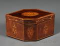 Hexagonal Inlaid Mahogany Veneer Covered Box