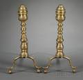 Pair of Classical Brass and Iron Andirons
