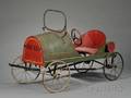 Painted Pressed Steel and Wood BON TON Childs Pedal Car