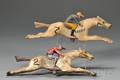 FANNIE and TOM Carved and Painted Racehorse and Jockey Figures