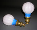 Pair of Translucent Blue and Clambroth Glass Newel Posts