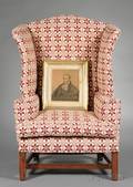 Chippendale Cherry Upholstered Easy Chair