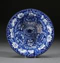 Blue Transferdecorated Staffordshire Pottery Beehive Pattern Basin