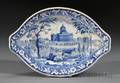 Historical Blue Transferdecorated Pottery Boston State House Tureen Stand