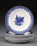 Eight Blue Transferdecorated Arms of the United States Pattern Plates