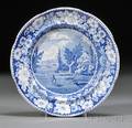 Historical Blue Transferdecorated Staffordshire Pottery Dinner Plate