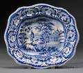 Historical Blue and White Transferdecorated Staffordshire Pottery Serving Bowl