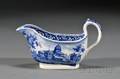 Historical Blue Transferdecorated Staffordshire Pottery Sauce Boat