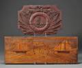 Two Inlaid and Carved Wood Nautical Wall Plaques