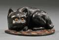 Painted Cast Iron Black Cat Doorstop