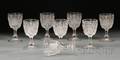 Eight Colorless Pressed Pattern Glass Goblets