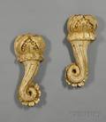 Pair of Painted and Gilded Carved Wood Architectural Wall Elements