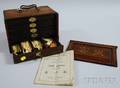 Bone and Wood Mahjong Set in Brass Mounted Wood Case