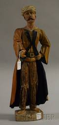 Gilt and Polychrome Painted Carved Wood Figure of a Turkoman
