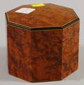 Octagonal Inlaid Burlwood Veneer Tea Caddy