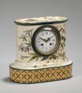 Hautin Boulenger  Cie Choisyle Roi Gilt and Enameldecorated Faience Mantel Clock