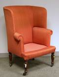 Chippendale Upholstered Mahogany Wing Chair