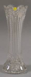 Tall Colorless Cut Glass Vase