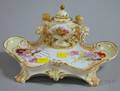 KPM Attributed Handpainted Porcelain Footed Inkstand with Cherubs