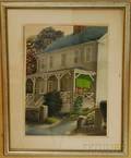 Framed Watercolor on Paper House View Attributed to John A Cederstrom American 20th Century