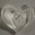 Modern Lalique Frosted Colorless Molded Glass Heart Paperweight