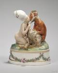Royal Copenhagen Handpainted Porcelain Satyr and Nude Nymph Figural Group