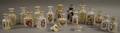 Collection of Decorated Paris Porcelain Scent Bottles and a Pomade Jar
