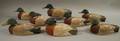 Eight TuxDux Painted Carved Wood and Cork Mallard Duck Decoys
