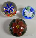 Two LundbergDaniel Salazar Art Glass Paperweights and a Gentile Art Glass Paperweight