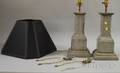 Pair of Painted Cast Iron Architectural Column Fragment Table Lamps