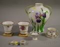 Herend Irisdecorated Porcelain Vase and Seven Small Herend Decorated Porcelain Articles