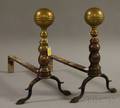 Pair of Brass Belted Balltop Andirons