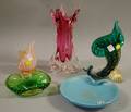 Five Assorted Mostly Italian Art Glass Table Items