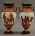 Pair of Gilt and Handpainted Classicalstyle Decorated Bristol Glass Vases
