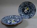 Set of Four Chinese Blue and Whitedecorated Porcelain Plates