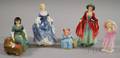Four Royal Doulton Porcelain Figures and a Beswick Beatrix Potter Ceramic Figure