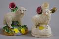 Two Staffordshire Sheep Figural Spill Vases