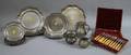 Cased Twentyfour Piece British Carved IvoryBonehandled Fish Set and Fifteen Pieces of Modern Pewter Tableware