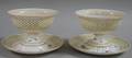 Pair of Dresden Handpainted Reticulated Porcelain Baskets with Underplates