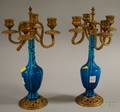 Pair of French Giltbronzemounted Turquoiseglazed Ceramic Fourlight Candelabra