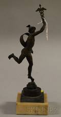 Bronze Figure of Mercury on a White Marble Base