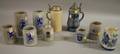 Ten Modern Assorted Stoneware and Ceramic Beer Steins and German Carved Painted and Decorated Wood Wall Plaques