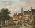 Adrianus Eversen Dutch 18181897 View of the Zuiderspui in Enkhuizen