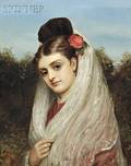 Charles Sillem Lidderdale British 18311895 Young Woman in a White Mantilla