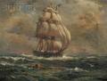 Lemuel D Eldred American 18481921 View of a Clipper Ship at Full Sail