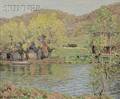 Aldro Thompson Hibbard American 18861972 View of a Lakeshore in Spring