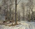 Herbert Royle British 18701958 Winter Scene with Loggers at Rest