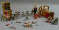 Four Bisque Dollhouse Dolls and Kilgore Doll Furniture and Related Material