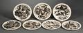 Seven Wedgwood Claire Leighton Decorated Queens Ware Plates